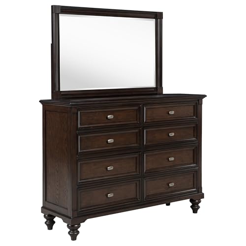 Coaster Home Furnishings Andover Traditional 58-inch 8-Drawer Bedroom Dresser with Mirror Bedroom Clothing Storage Cabinet Wide Chest of Drawers Organizer Unit Dark Oak 223633M