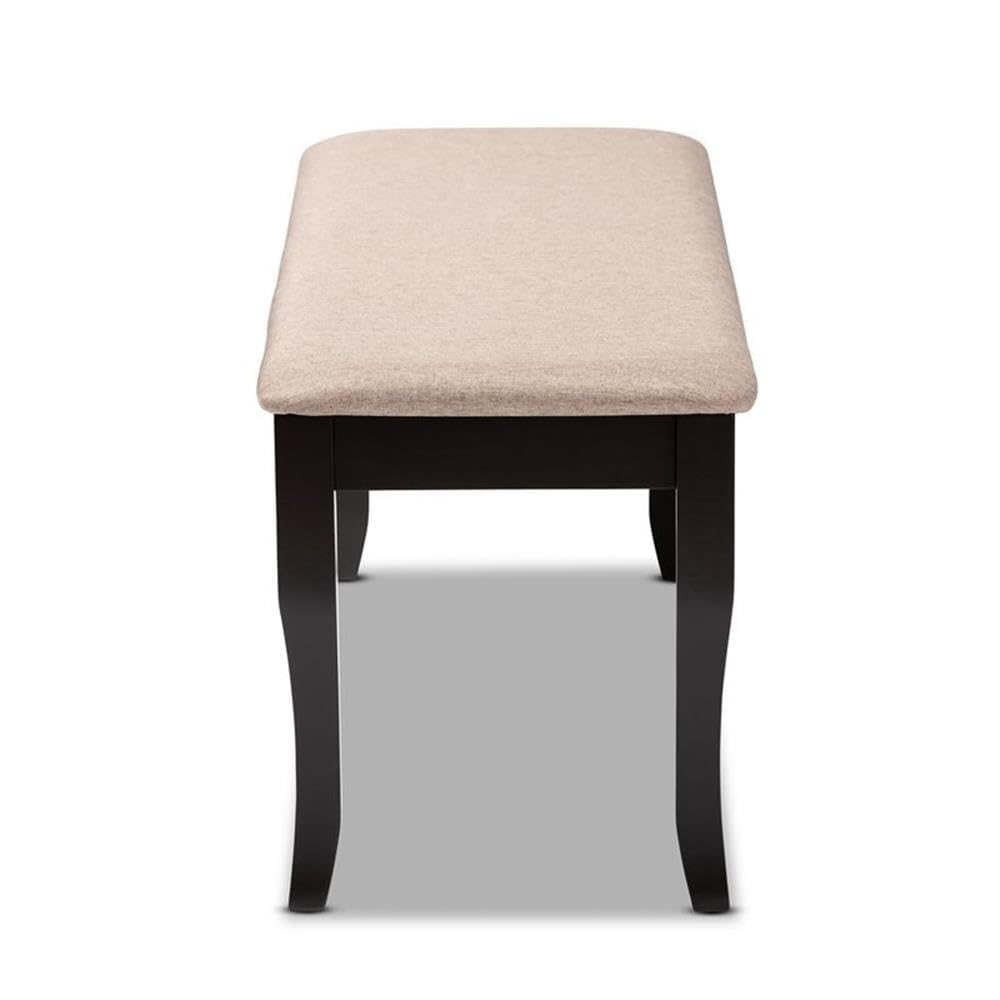 Baxton Studio Cornelie Modern and Contemporary Transitional Sand Fabric Upholstered and Dark Brown Finished Wood Dining Bench