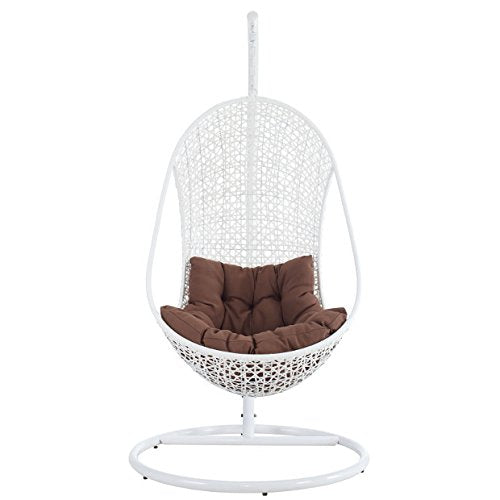 Bestow Swing Outdoor Patio Lounge Chair In White Brown