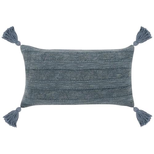 Kosas Home Desi 14X26 Transitional Cotton And Linen Fabric Throw Pillow In Blue