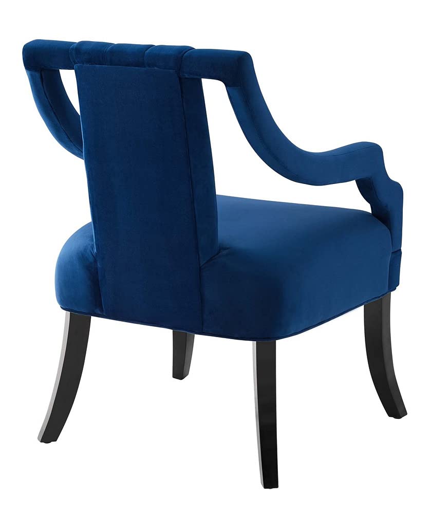 Modway Harken Channel Tufted Performance Velvet Accent Living Room Armchair In Navy