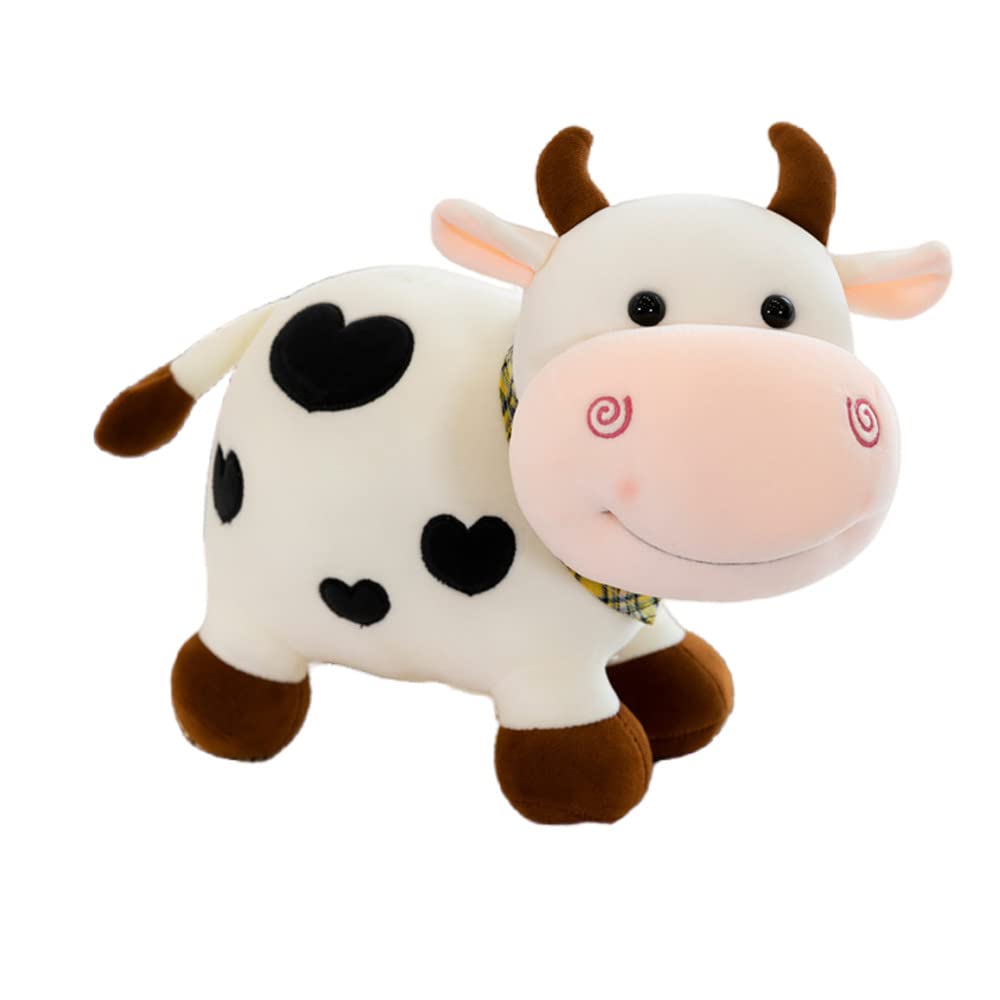 Xzjmy Cow Plush Toy, 10.2' Little Cow Doll,Stuffed Animal Throw Plushie Pillow Doll, Present For Every Age & Occasion (White)