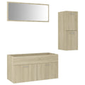 vidaXL Bathroom Furniture Set Washroom Storage Cabinet Wall-Mounted Hanging Vanity Mirror Home Interior Laundry Room Rack Sonoma Oak Engineered Wood