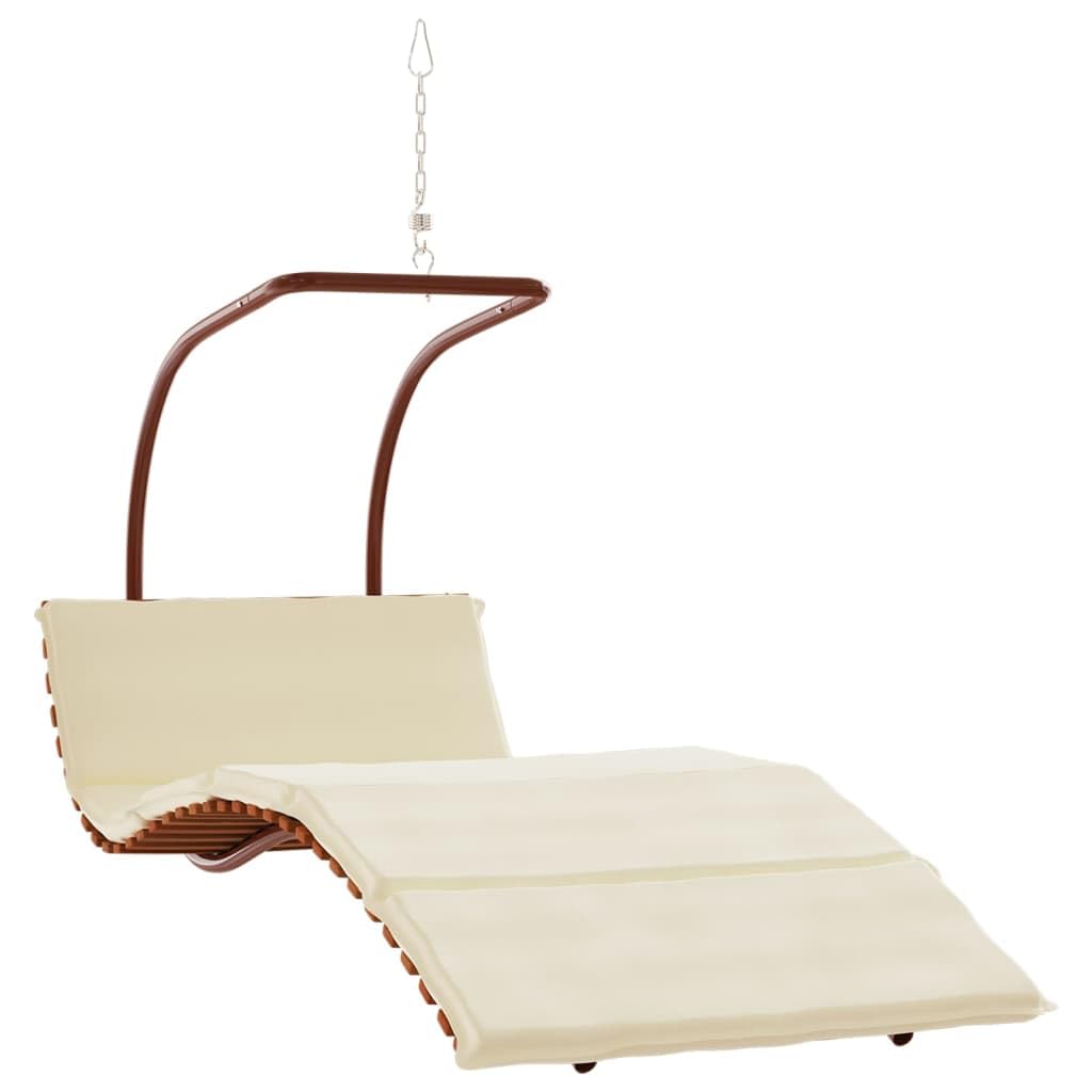 vidaXL Swing Chair - Comfortable Outdoor Relaxation with Cushion, Solid Poplar Wood Structure, Powder-Coated Steel, Cream Colore