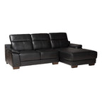 Baxton Studio Reverie Black Leather Sectional Sofa With Right Facing Chaise