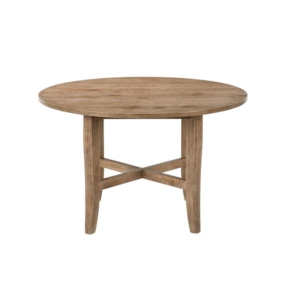 Acme Kendric Round Wooden Dining Table in Rustic Oak