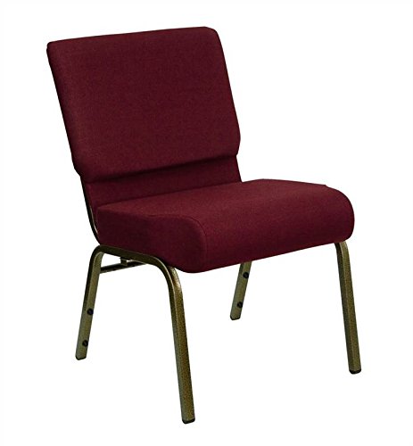 Flash Furniture HERCULES Series 21''W Stacking Church Chair in Hunter Green Dot Patterned Fabric - Gold Vein Frame