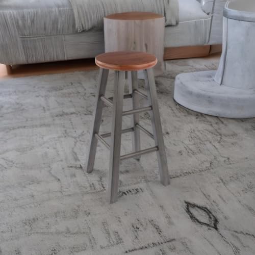 Ergode Rustic Teak & Gray Wood Ivy Counter Stool | Farmhouse Charm | No Assembly