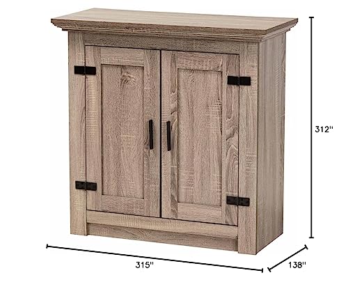 Baxton Studio Bruce Modern Contemporary Farmhouse Oak Brown Finished Wood 2-Door Shoe Storage Cabinet