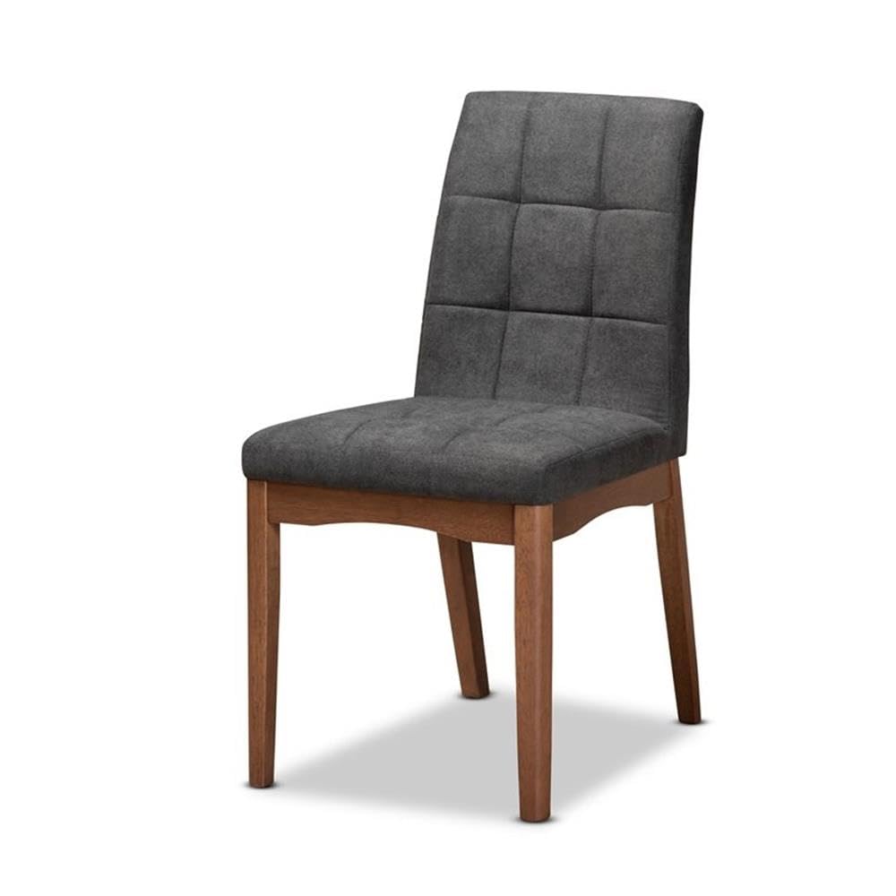 Baxton Studio Tara Mid-Century Modern Dark Grey Fabric Upholstered and Walnut Brown Finished Wood 7-Piece Dining Set