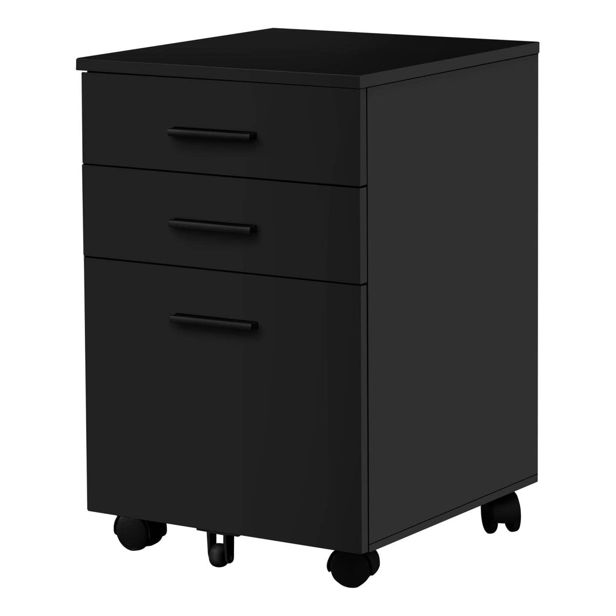 Monarch Specialties 7781, Rolling Mobile, Storage, Printer Stand, Office, Work, Laminate, Black, Contemporary, Modern Filing Cabinet-3 Drawer Castors, 15.75&quot; L x 18&quot; W x 24&quot; H