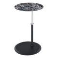 Lilola Home Orbit End Table with Height Adjustable Black Marble Textured Glass Top