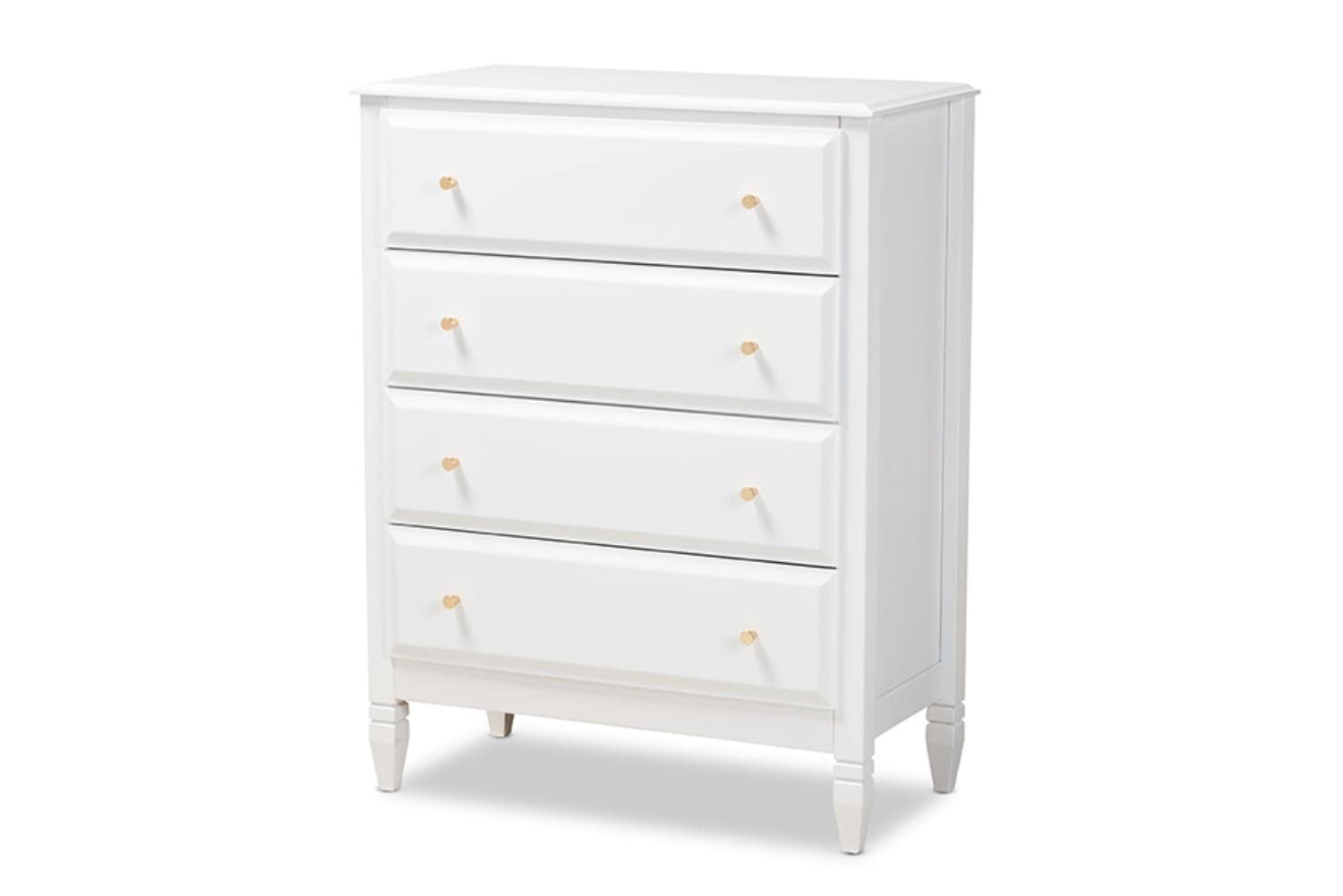 Baxton Studio Naomi Classic and Transitional White Finished Wood 4-Drawer Bedroom Chest