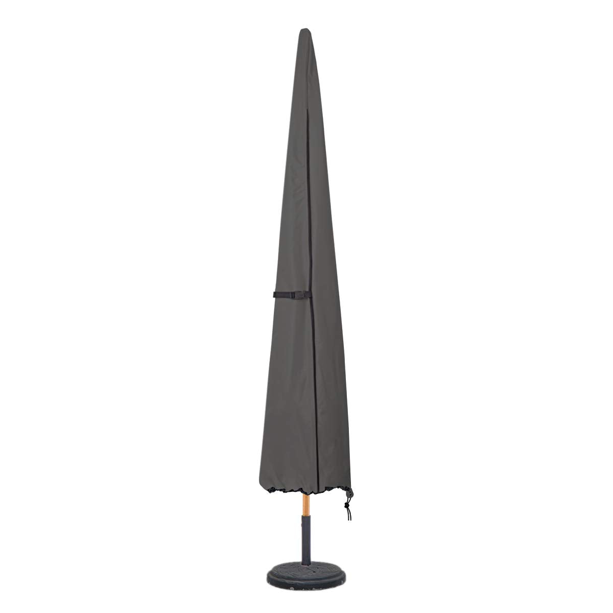 Ultcover Patio Umbrella Parasol Cover - 600D Waterproof Outdoor Market Umbrella Cover - Fits Market Umbrella 7-10 Feet, Black