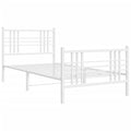 vidaXL Steel Single Bed Frame - White 39.4x78.7 with Headboard, Footboard & Underbed Storage, Bedroom Furniture