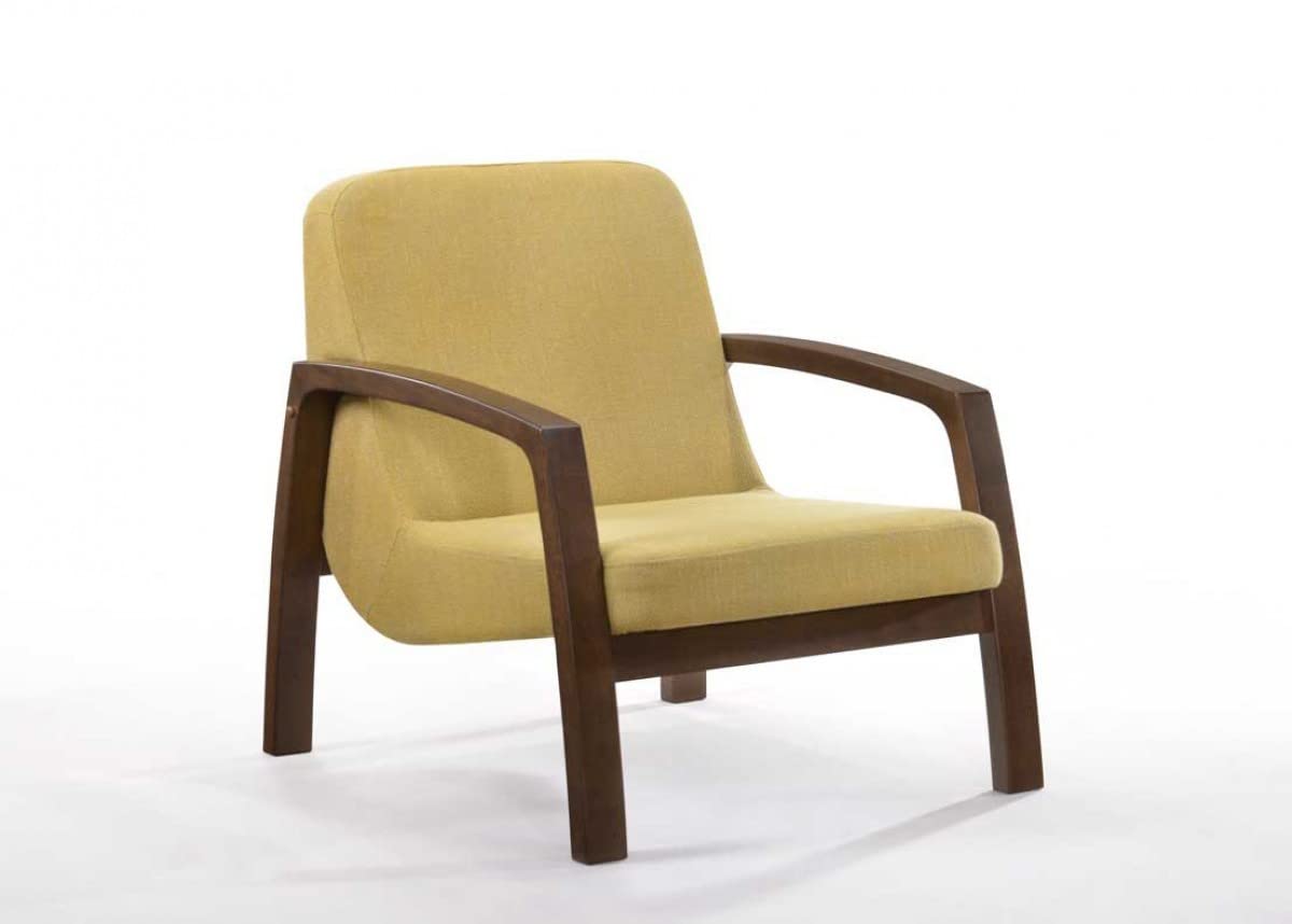 HomeRoots Yellow 31' Gold and Walnut Retro Modern Wood Armchair