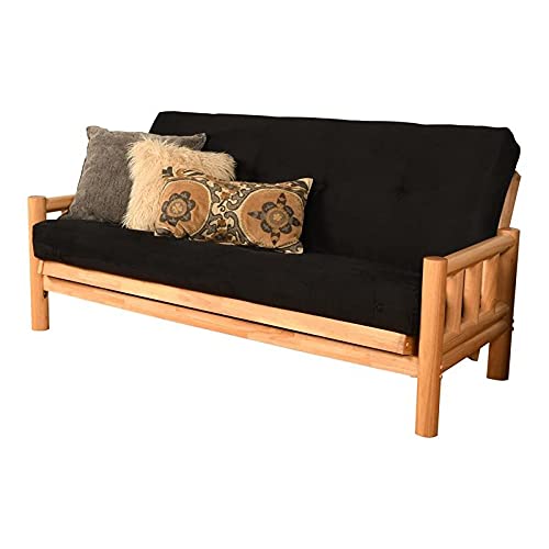 Kodiak Furniture Lodge Futon with Suede Fabric Mattress in Black/Natural