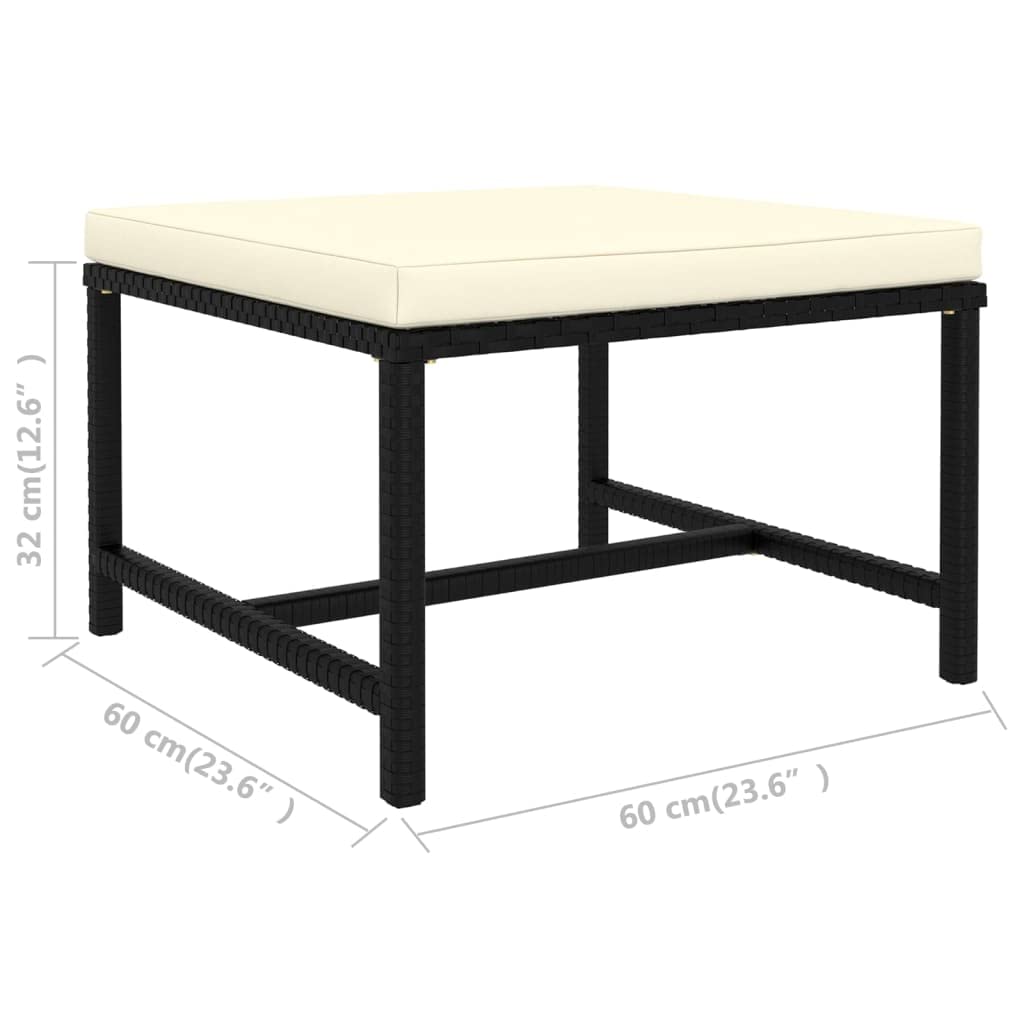 vidaXL Patio Lounge Set 7 Piece, Sectional Sofa for Outdoor, Patio Furniture with Cushions, Footstool, Farmhouse Modern Style, Poly Rattan Black