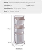 Manskskim Bathroom Laundry Basket 3 Layer Clothes Storage Basket Household Kitchen Shelf Fruit Stand Bathroom Simple Storage She