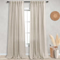 Koufall Linen Back Tab Rod Pocket Linen Sheer Curtains For Living Room 52X102 Inches Long