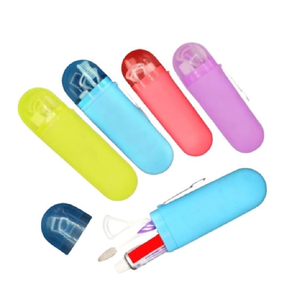YOPRAM Anti Bacterial Oval Shape Capsule Portable Travel Toothbrush Storage Case Container Outdoor Toothpaste Holder Bottle Pen 