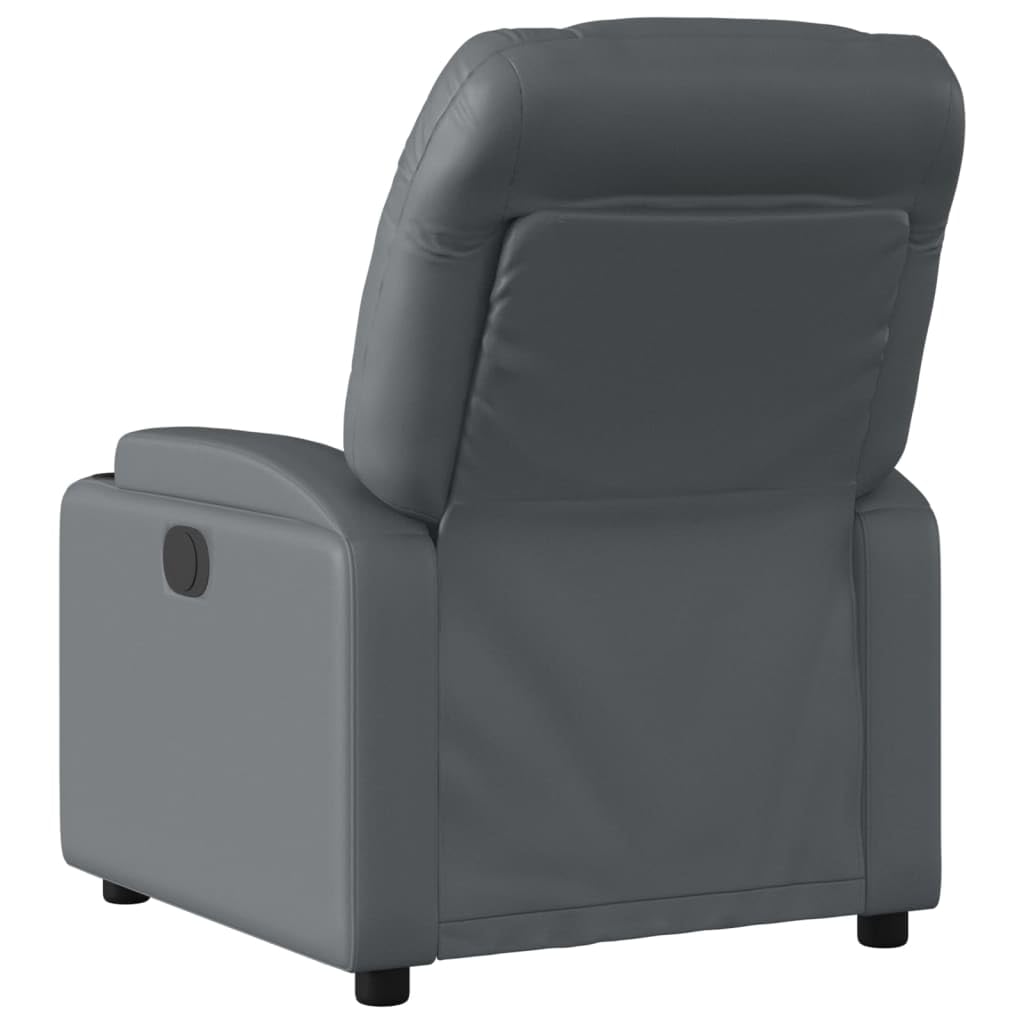 vidaXL Massage Recliner Chair - Gray Faux Leather, Manual Reclining, 6-Point Vibration, Cup Holders, Living Room Seating