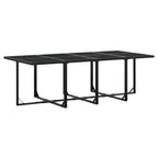vidaXL Patio Dining Set with Cushions 13-Piece Black Textilene - Space-Saving Foldable Chair Design, UV Resistant, Tempered Glass Table
