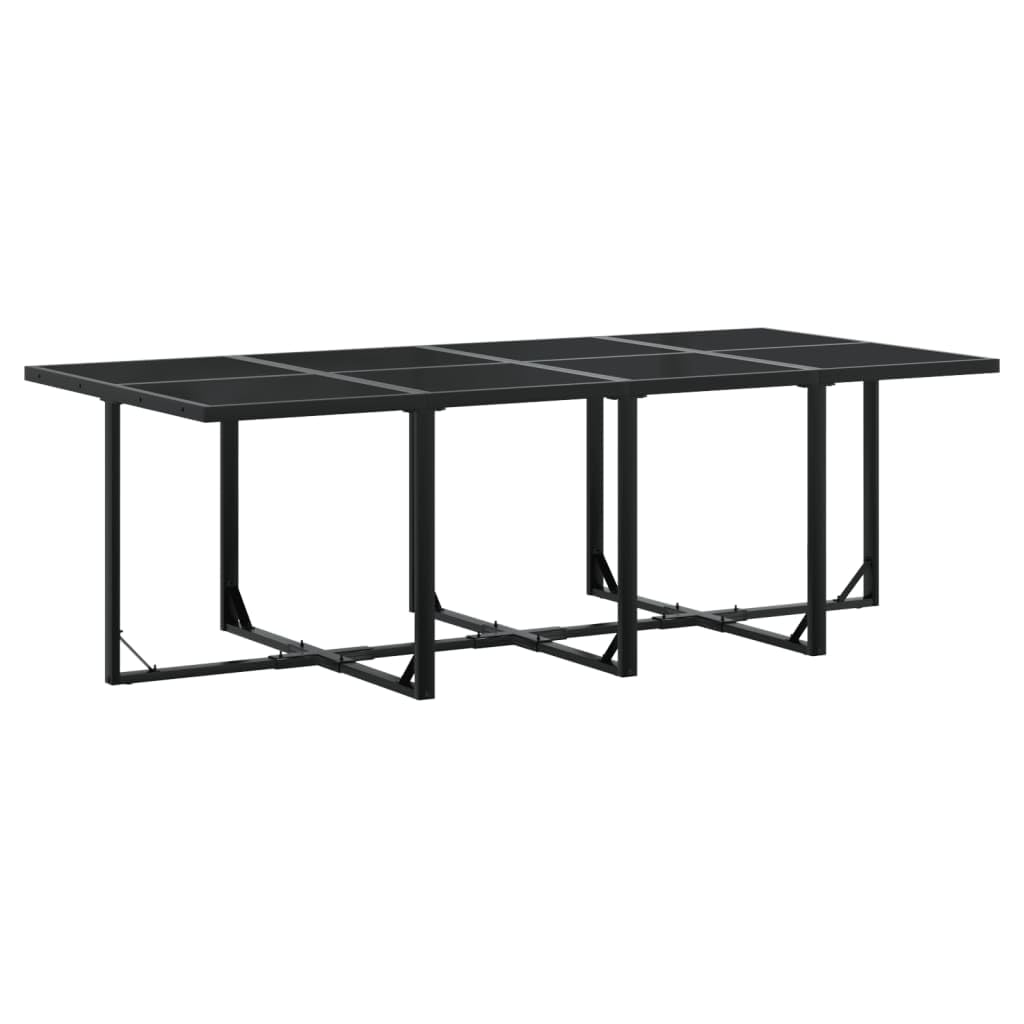 vidaXL Patio Dining Set with Cushions 13-Piece Black Textilene - Space-Saving Foldable Chair Design, UV Resistant, Tempered Glass Table