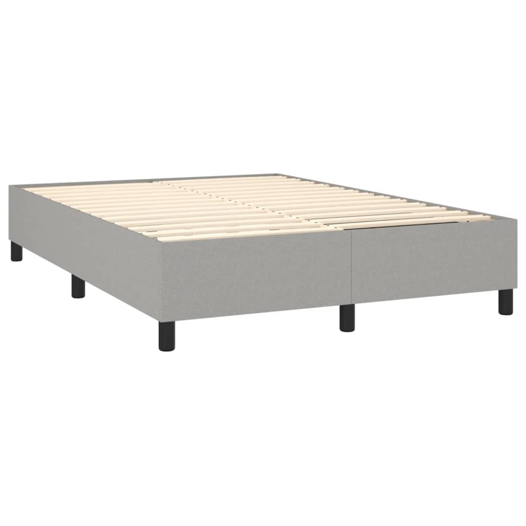 vidaXL Modern Queen Size Box Spring Bed Frame with Light Gray Fabric Upholstery, Engineered Wood, and Plywood Construction