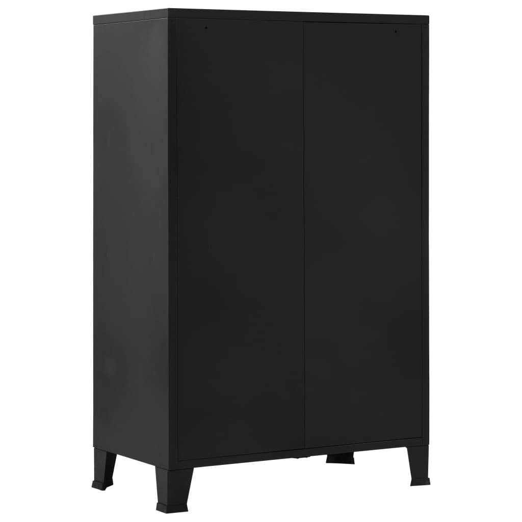 vidaXL Steel Office Cabinet with Mesh Doors ?Black Industrial Style Cabinet with 3 Compartments & 2 Drawers for Efficient File Storage ?Durable, Easy-to-Clean ?29.5"x15.7"x47.2"