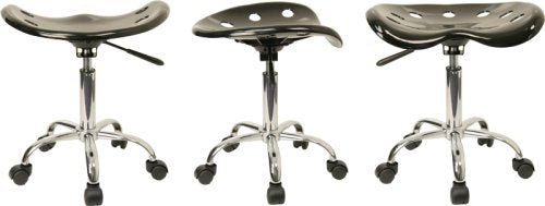 Flash Furniture Taylor Vibrant Black Tractor Seat and Chrome Stool