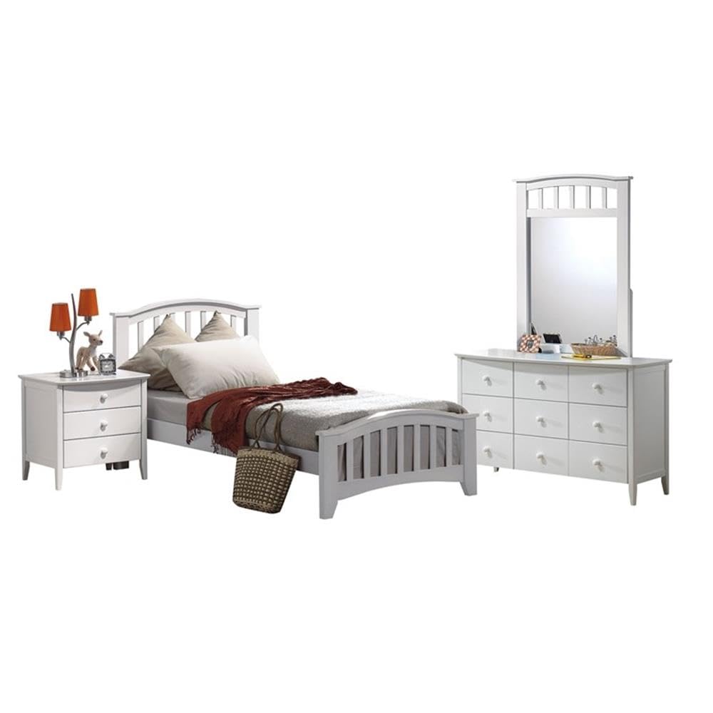 Acme San Marino Twin Wooden Panel Bed in White