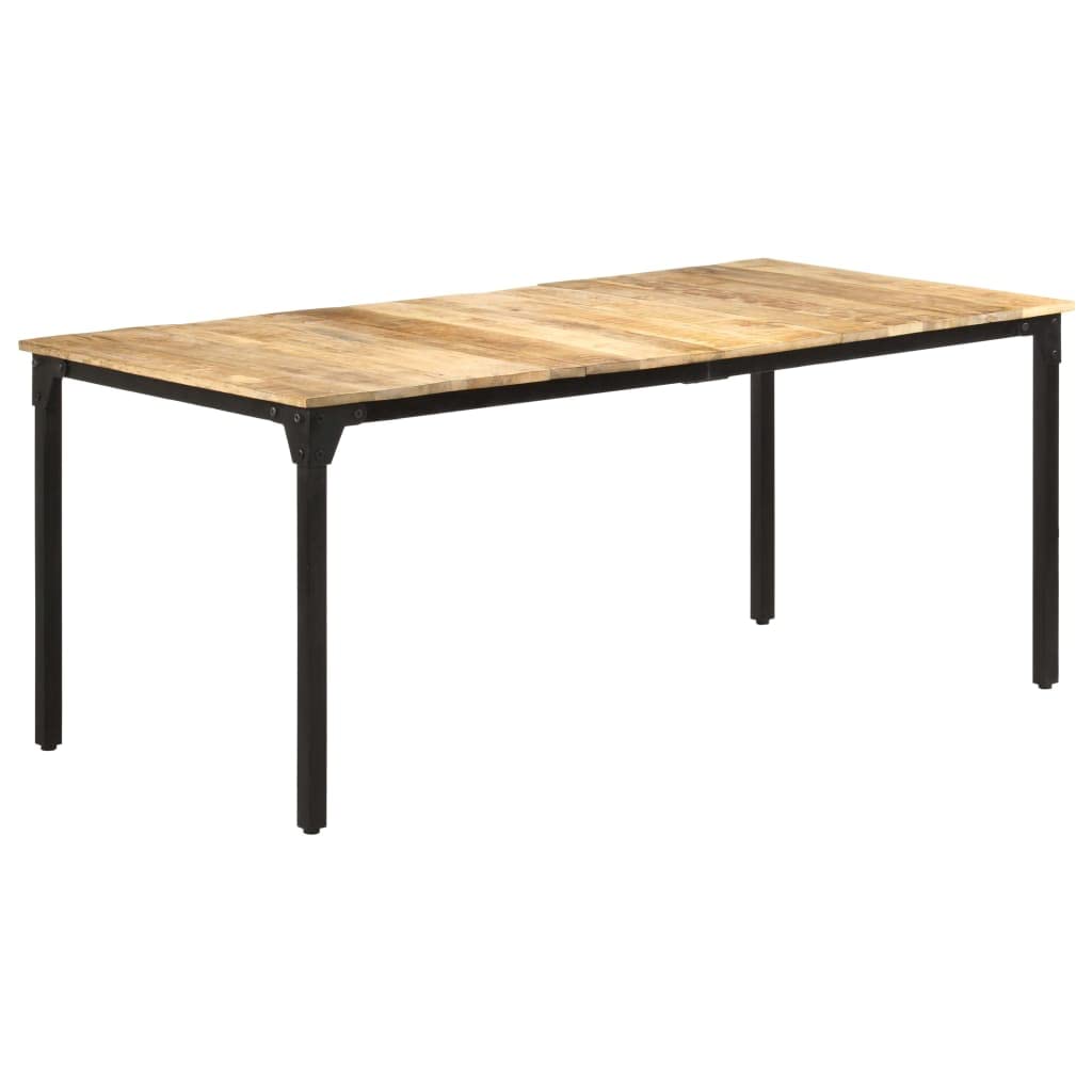 vidaXL Industrial Wood Dining Table - 70.9&quot;x35.4&quot;x29.9&quot; Rectangular Dining Table with Rough Mango Wood Top & Powder-Coated Iron Legs - Assembly Required, Durable and Stable