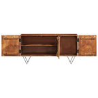 vidaXL Solid Mango Wood Sideboard with V-Shaped Steel Legs - Spacious Rustic Cabinet for Living Room, Lounge Area