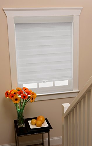 Cordless Celestial Sheer Double Layered Shade 31X72 - White