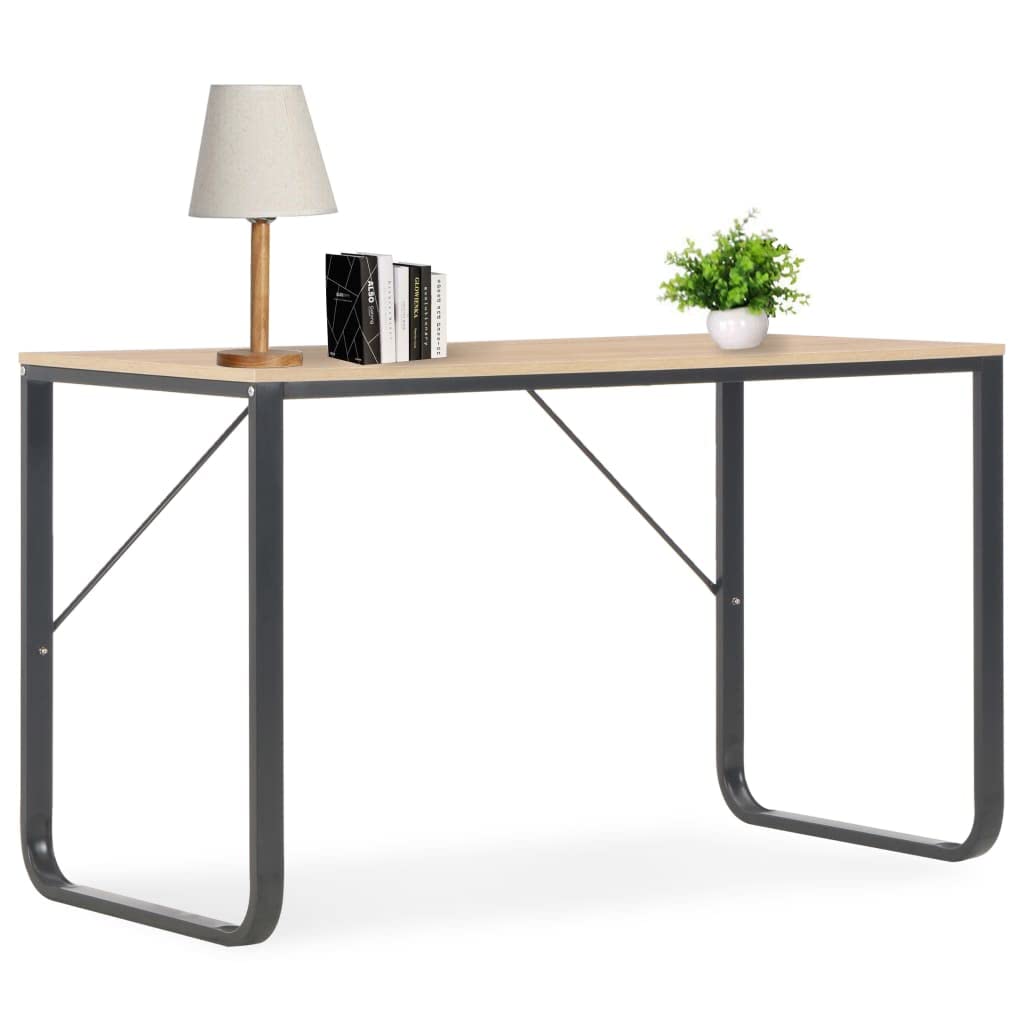 vidaXL Industrial Design - Space-Saving Computer Desk in Black and Oak – Engineered Wood and Powder-Coated Metal – Large Working Area – Versatile and Sturdy