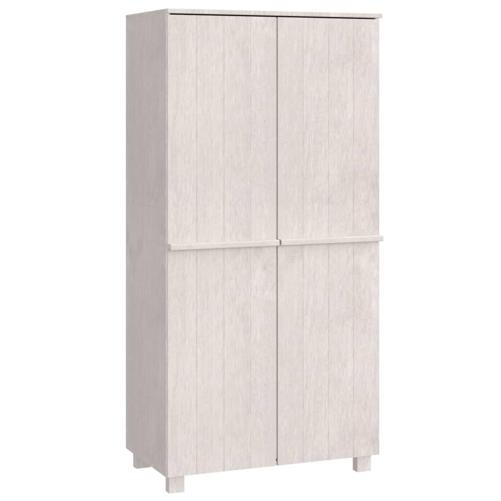 vidaXL Solid Pinewood Wardrobe, HAMAR Series, 35&quot;x19.7&quot;x70.9&quot;, Elegantly Designed in White Color, Spacious Compartments for Organized Storage, 340481