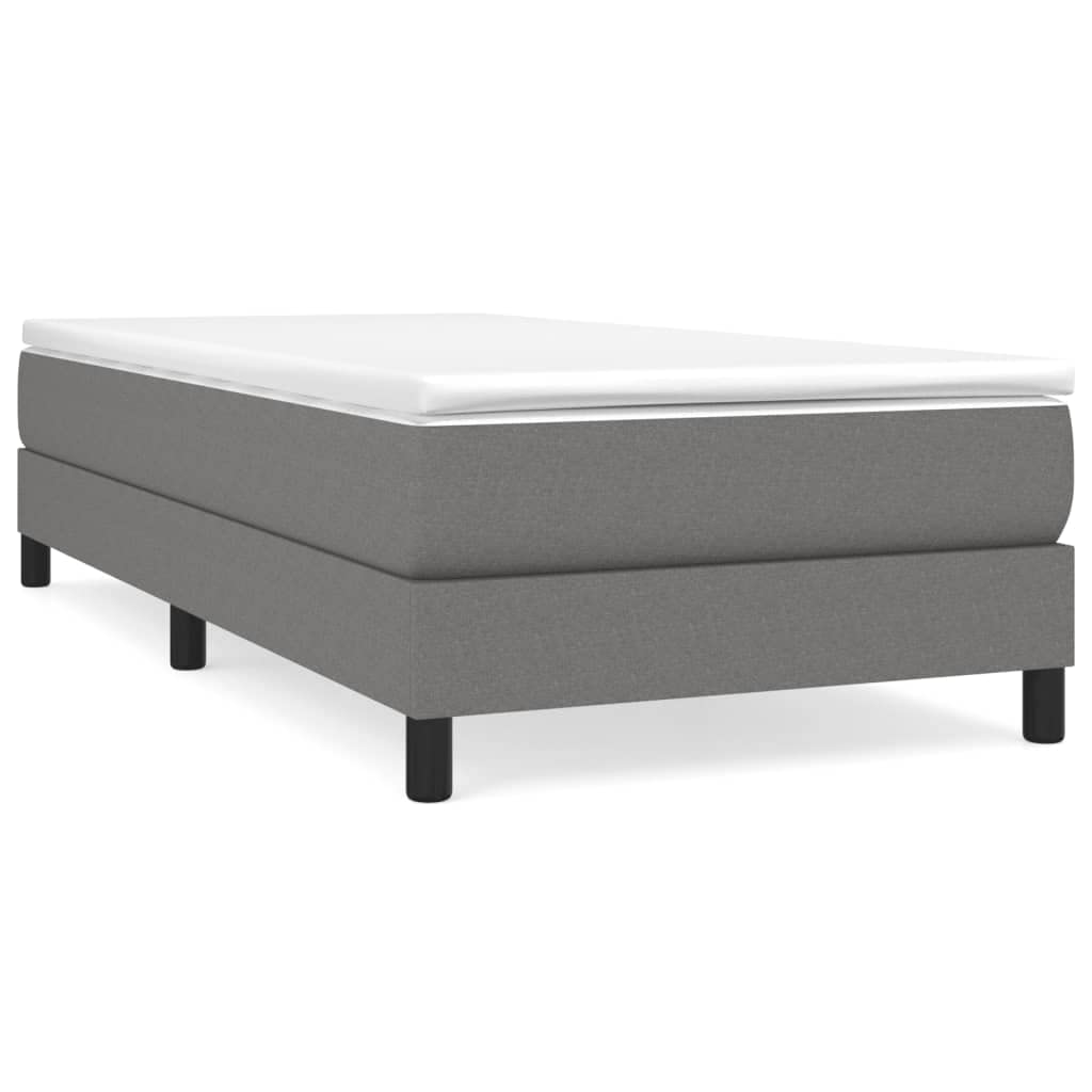 vidaXL Dark Gray Box Spring Bed Frame - Twin XL with Supportive Plywood Slats, Sturdy Legs and Durable Fabric, Ideal for Bedroom