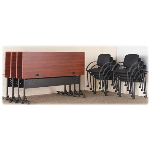Lorell® Mobile Stacking Guest Chair with Arms, Black, 2 Per Set