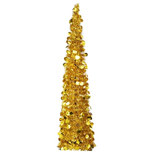 Vidaxl Pop-Up Artificial Christmas Tree Shiny Home Living Room Office Garden Terrance Holiday Ornament Decor Xmas Decoration Gold 5 Ft Pet