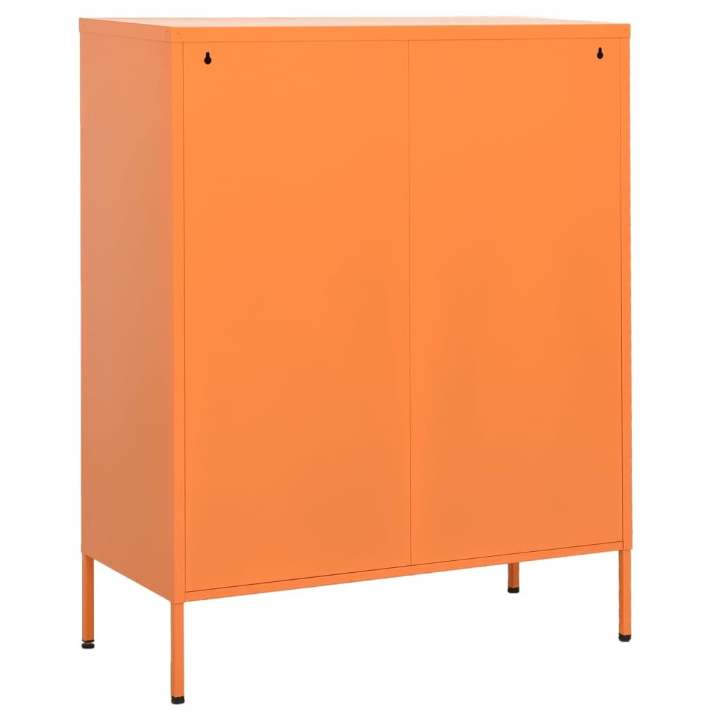 vidaXL Storage Cabinet Orange 31.5&quot; Steel Book Display Side Cabinet Furniture