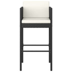 vidaXL 4-Set Modern Poly Rattan Bar Stools with Cushions in Black - Sturdy, Weather-Resistant Outdoor Furniture with Steel Frame, Lightweight and Ideal for Garden Parties, BBQs