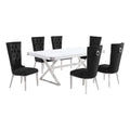 Best Quality Furniture D440/1-Sc330-7 Dining Set, 7-Piece, Black/Silver