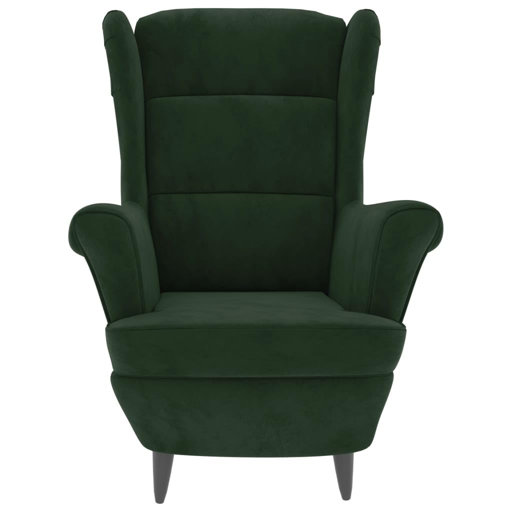 vidaXL Stylish Armchair in Dark Green Velvet - Modern Lounge Chair with Padded Seat and Backrest, Plywood Frame - Ideal for Living Room, Lounge Area or Office