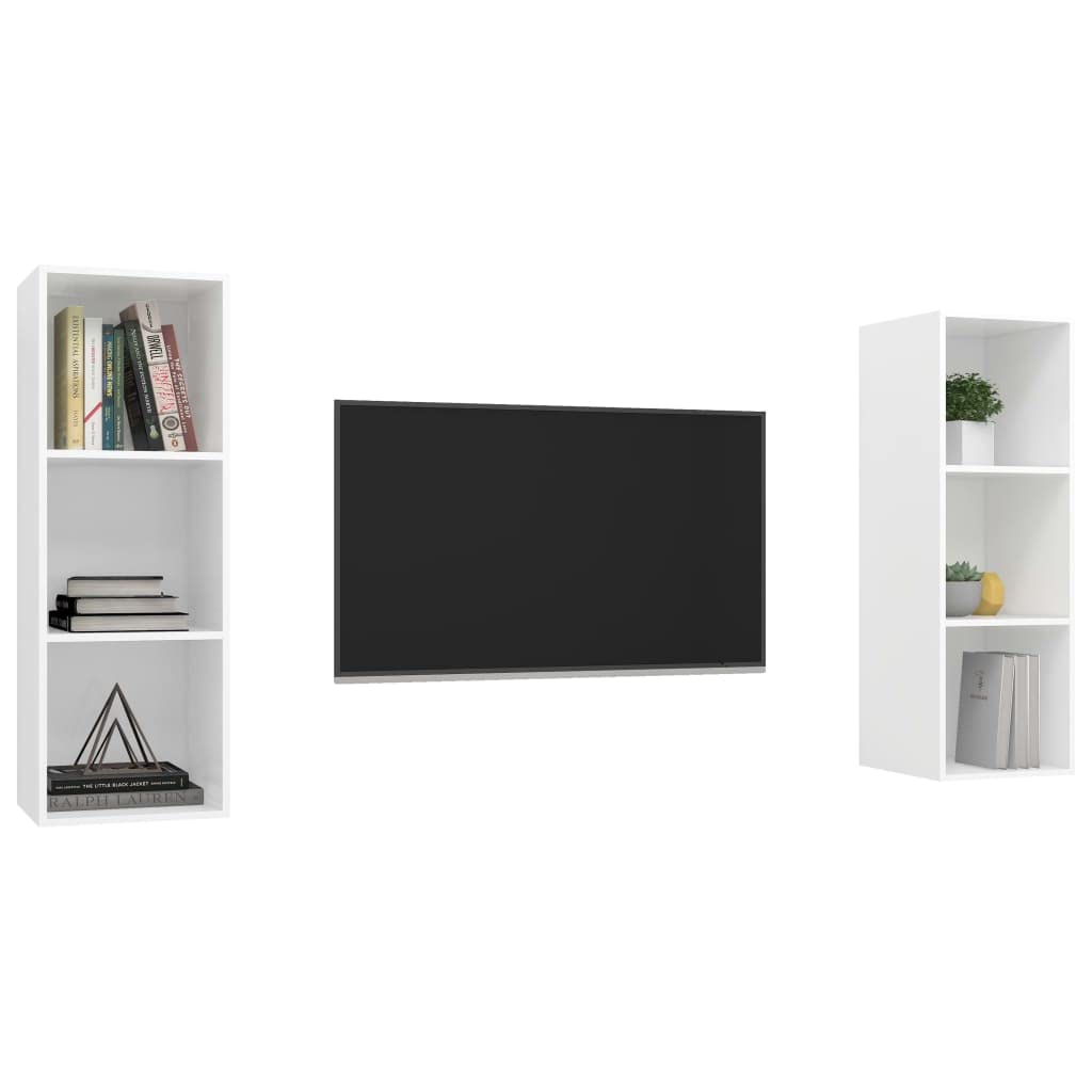 vidaXL TV Stand Wall-Mounted Hanging Stand Unit Stereo Storage HiFi Plasma Cabinet Living Room Home Furniture White Engineered Wood