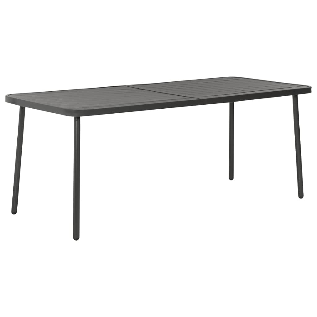 vidaXL 7-Piece Contemporary Patio Dining Set, Dark Gray - Industrial-Style Outdoor Furniture Set with Stackable Chairs, Durable Steel Construction