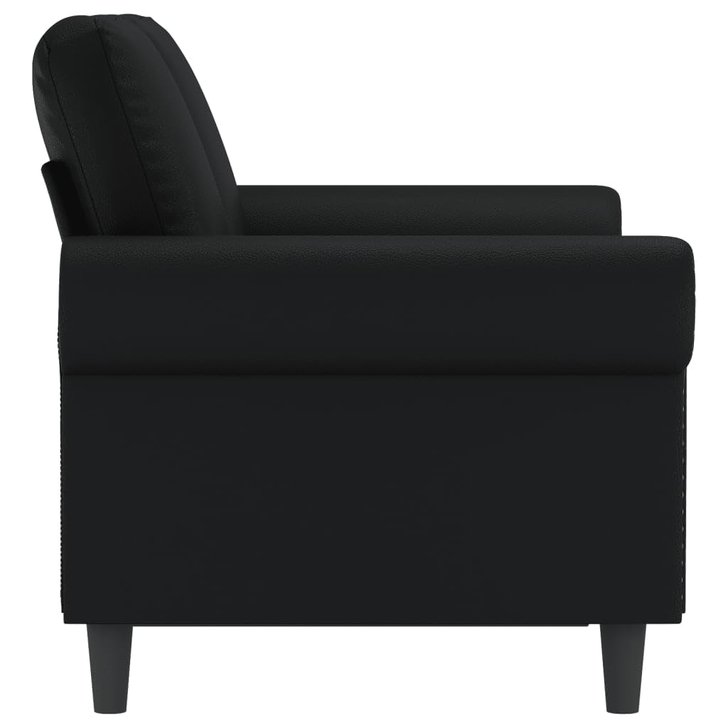 vidaXL 2-Seater Sofa in Black Faux Leather: Modern Design, Comfortably Padded, Stain-Resistant Upholstery, Sturdy Metal Frame, Ample Seating Space