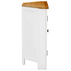 vidaXL Solid Oak Wood Corner Cabinet, Natural Finish Top, White Painted Body, Unique Wood Grain Details, 2 Shelves Storage, Farmhouse Style, Dimensions 31.5"x13.2"x30.7"