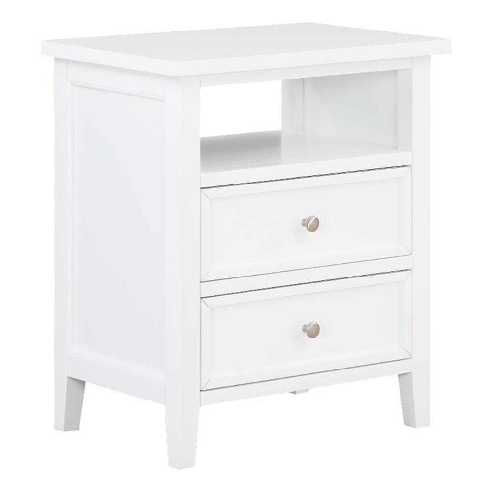 Comfort Pointe Walker White Wood 2-Drawer Casual Storage Nightstand