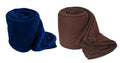 Plain Fleece 2 Single Bed BlanketsBrown and Blue (Set of 2)
